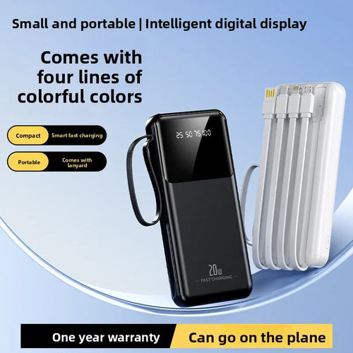 20000mAh Portable Mobile Power Bank With 4 Cables