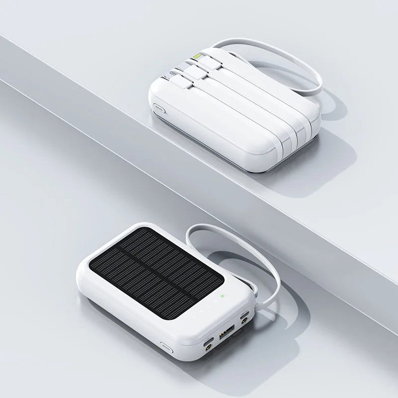 50000mAh Solar Charging Power Bank With Built In Cables And LED Light