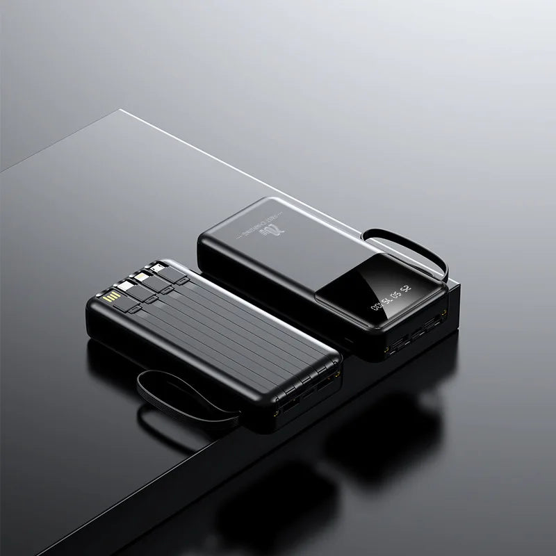 20000mAh Portable Mobile Power Bank With 4 Cables