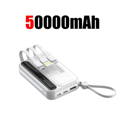 50000mAh Large Capacity Power Bank With 4 In 1  Built in Cables And Digital Display