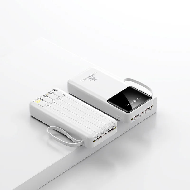 20000mAh Portable Mobile Power Bank With 4 Cables