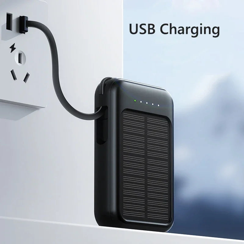 50000mAh Solar Charging Power Bank With Built In Cables And LED Light
