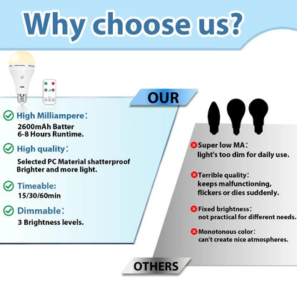 5V USB-C Rechargeable Light Bulb With Remote Control