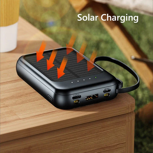50000mAh Solar Charging Power Bank With Built In Cables And LED Light
