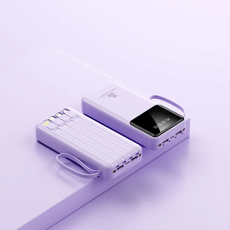 20000mAh Portable Mobile Power Bank With 4 Cables