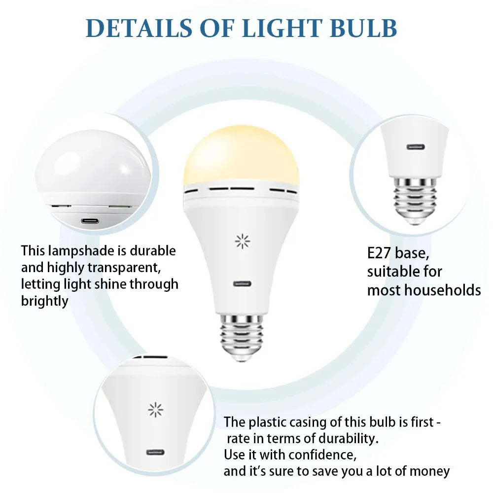 5V USB-C Rechargeable Light Bulb With Remote Control