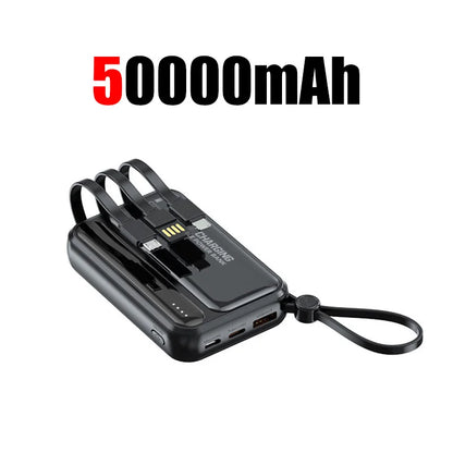 50000mAh Large Capacity Power Bank With 4 In 1  Built in Cables And Digital Display
