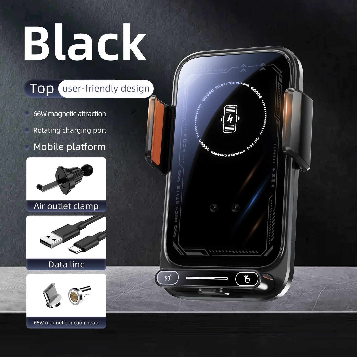 15W Wireless Car Charger With Infrared Sensor