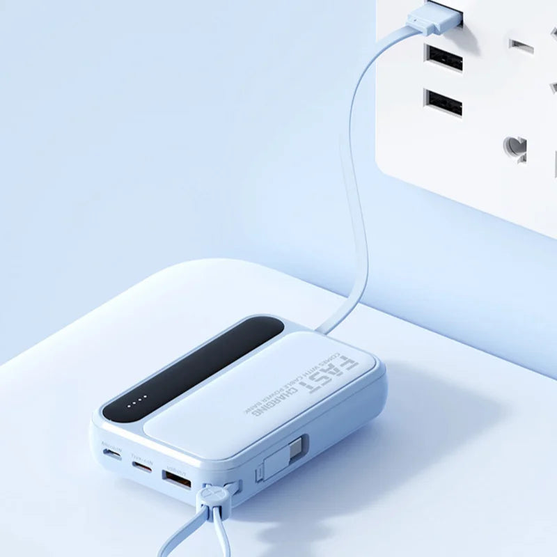 50000mAh Large Capacity Power Bank With 4 In 1  Built in Cables And Digital Display