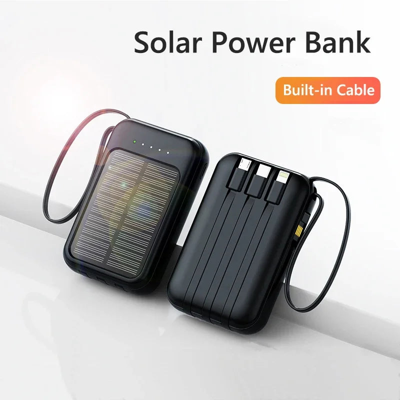 50000mAh Solar Charging Power Bank With Built In Cables And LED Light