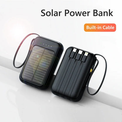 50000mAh Solar Charging Power Bank With Built In Cables And LED Light