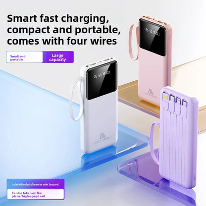 20000mAh Portable Mobile Power Bank With 4 Cables