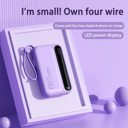 50000mAh Large Capacity Power Bank With 4 In 1  Built in Cables And Digital Display