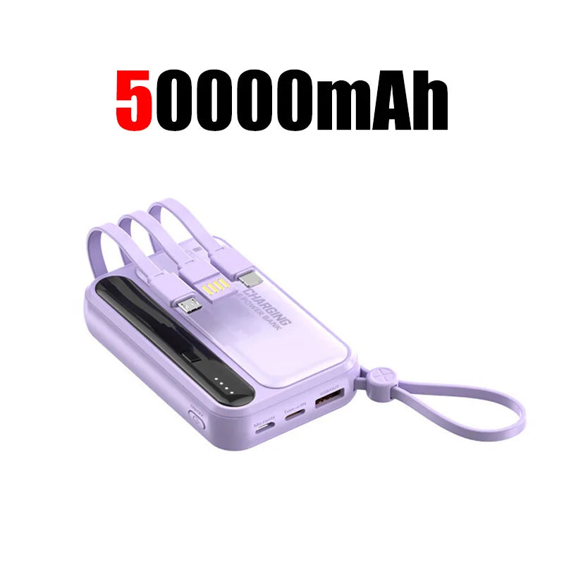 50000mAh Large Capacity Power Bank With 4 In 1  Built in Cables And Digital Display