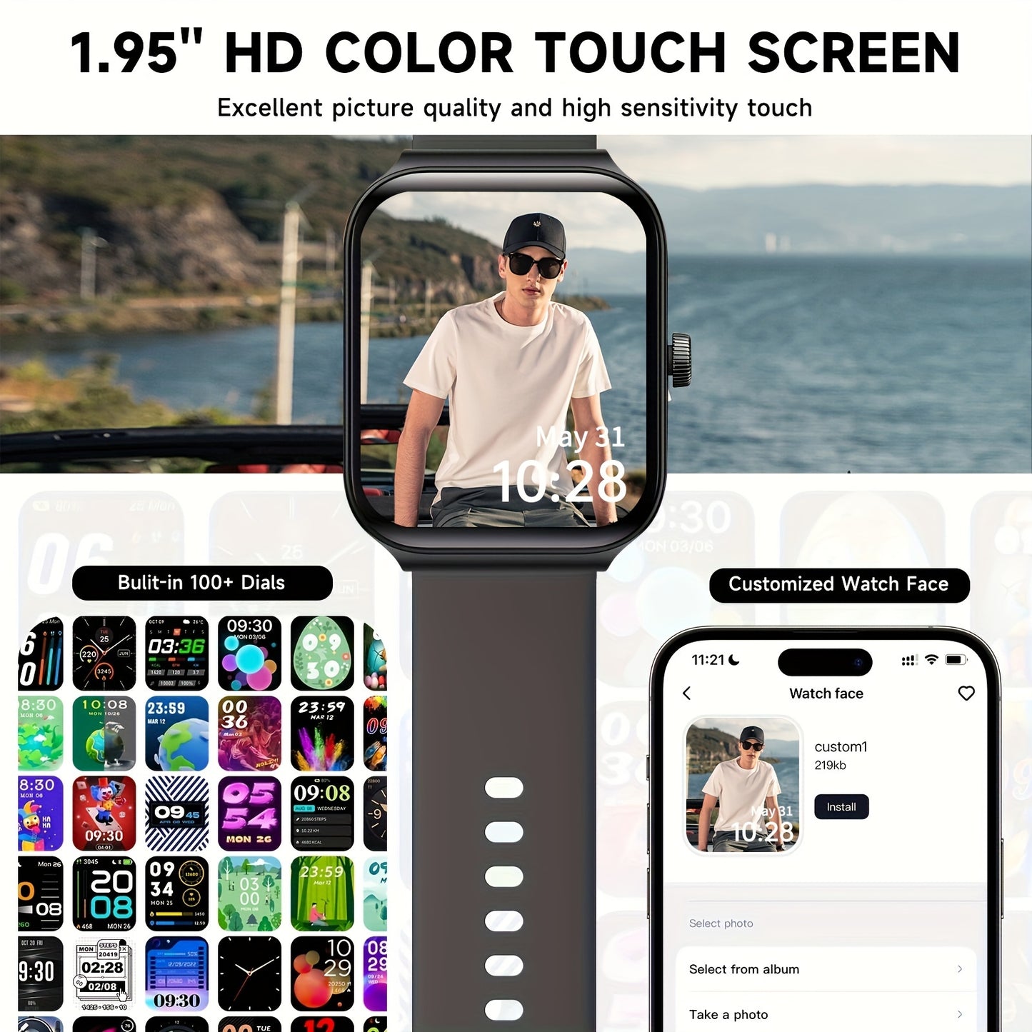 1.95" FAWEIO Smart Watch for Men & Women